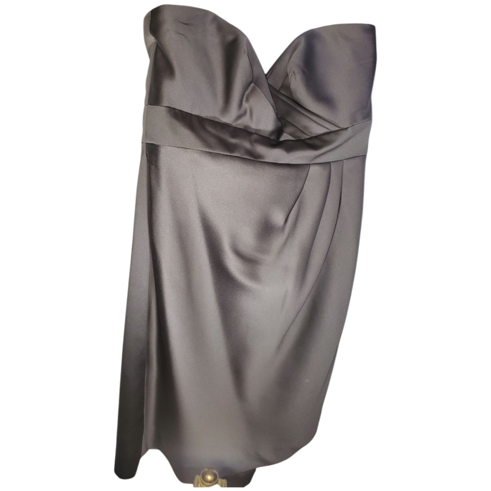 Alfred Angelo Grey Satin Strapless Dress Size 2
